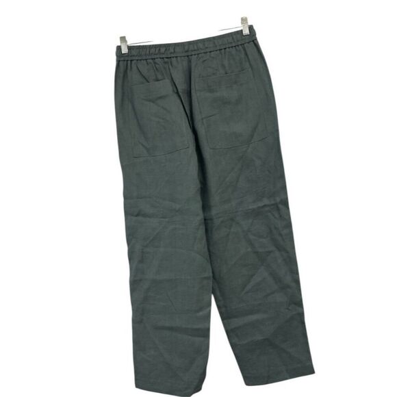 Zara Womens Linen Pants Medium M Trousers Grren Wide-Leg 5070/130 NWT - Picture 3 of 14